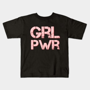 Grl Pwr - Girl Power - Minimal Feminist Typography Kids T-Shirt